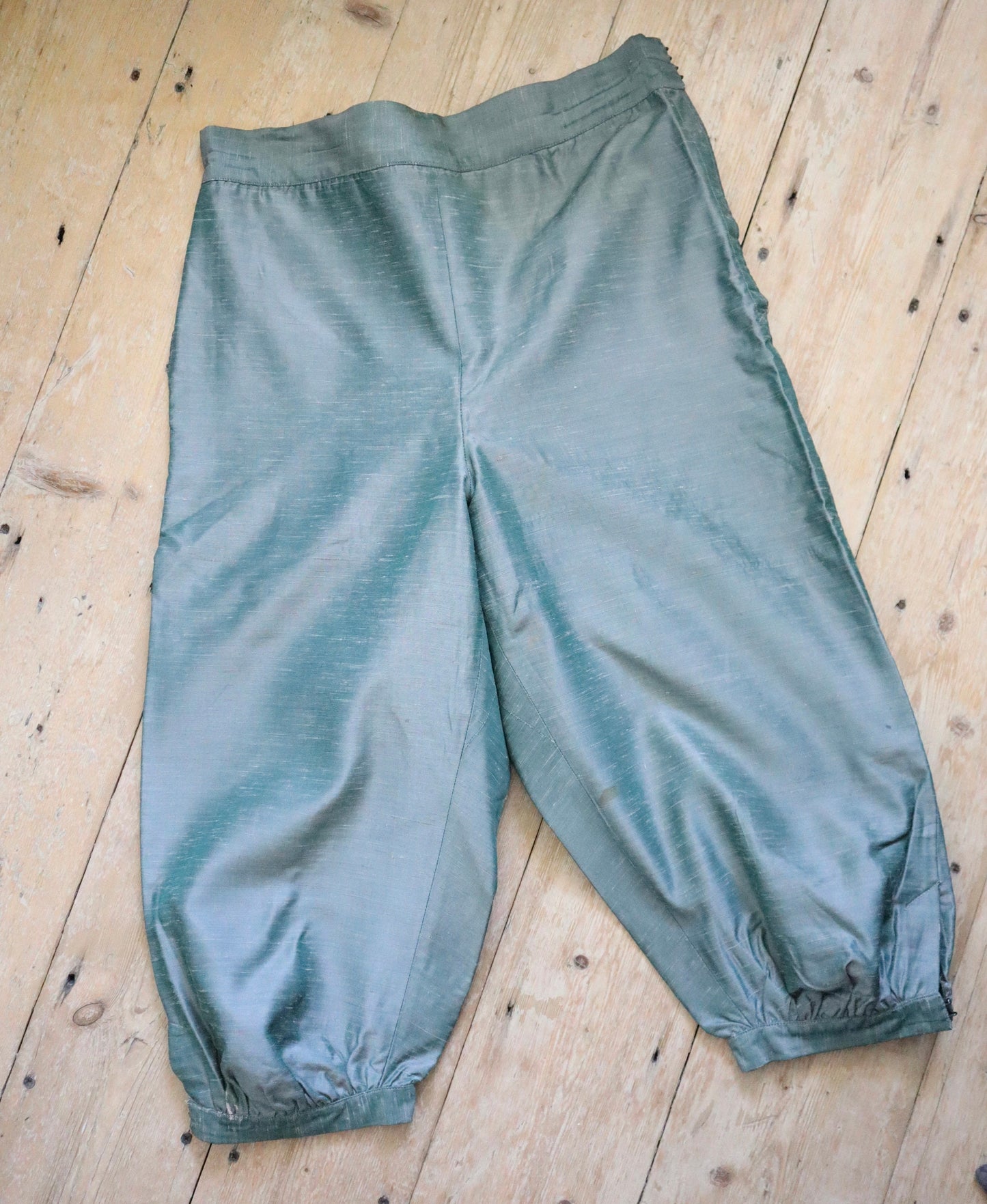 Antique 1910s French Opera Costume Breeches Green Silk