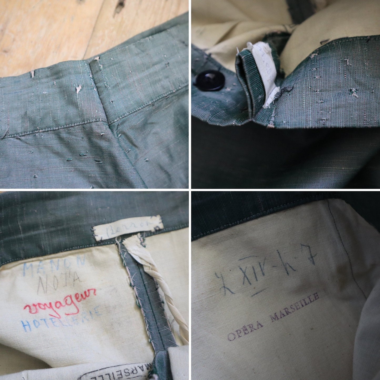 Antique 1910s French Opera Costume Breeches Green Silk