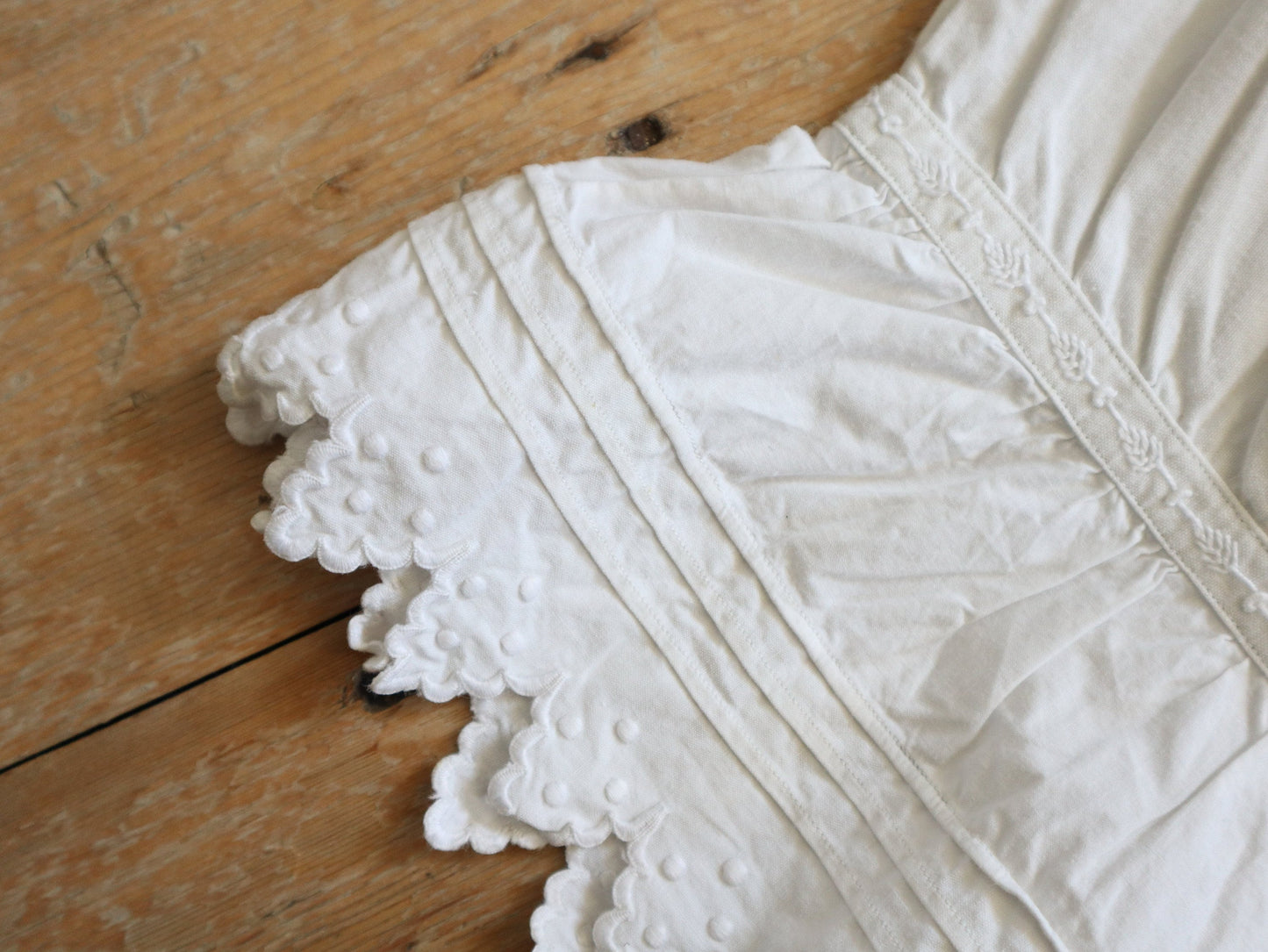 Antique French Bloomers white cotton embroidery pleats early 1900s