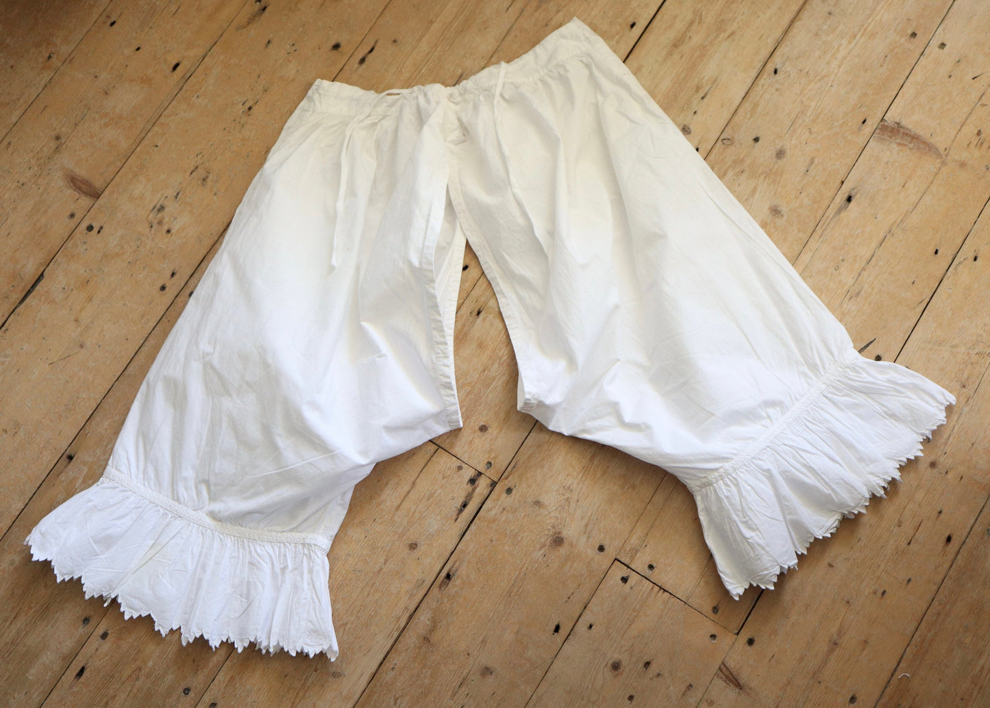 Antique French Bloomers white cotton embroidery early 1900s