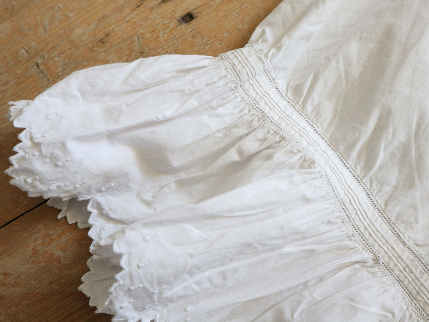 Antique French Bloomers white cotton embroidery pleats early 1900s