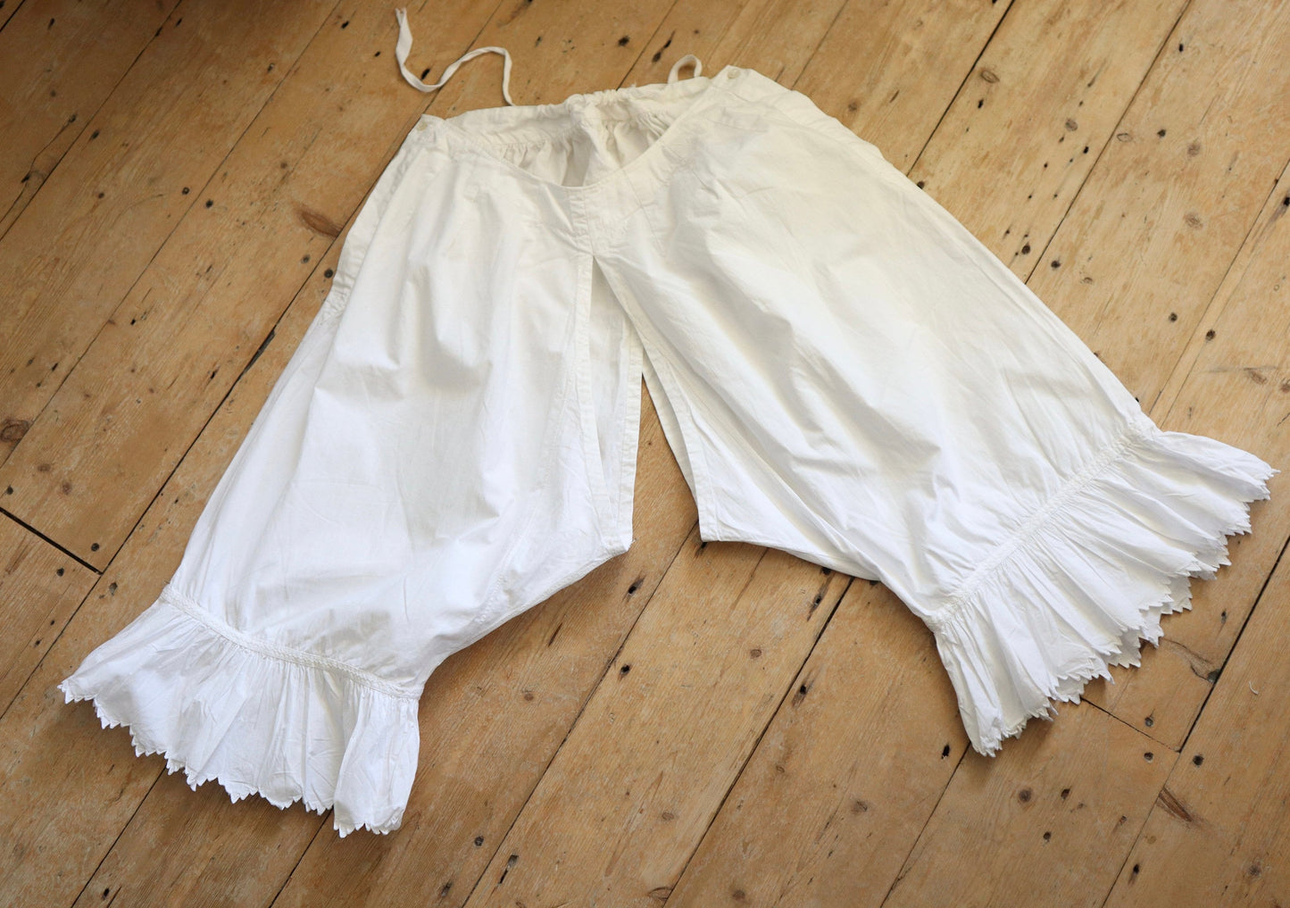 Antique French Bloomers white cotton embroidery early 1900s