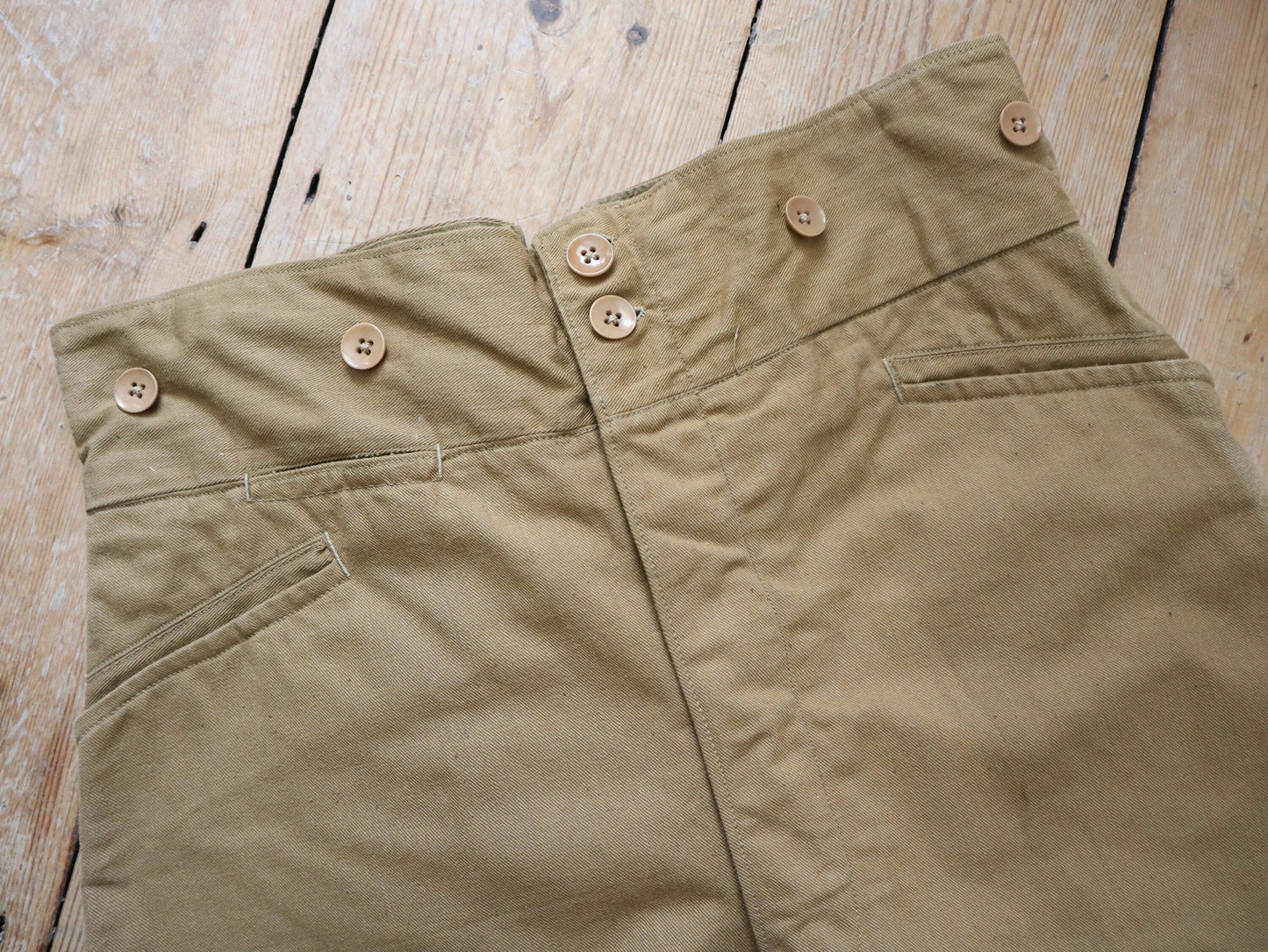 1930s French Brown Cotton Twill Breeches Trousers Pants Workwear Chore Tan