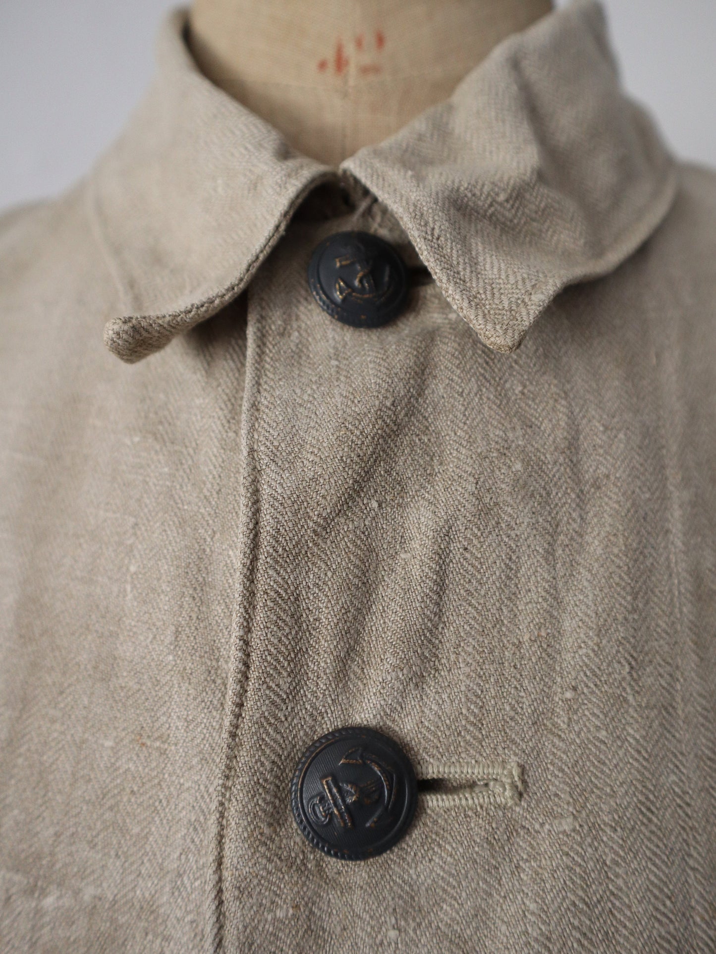 1930s Herringbone Linen German Drill Jacket Military Rare