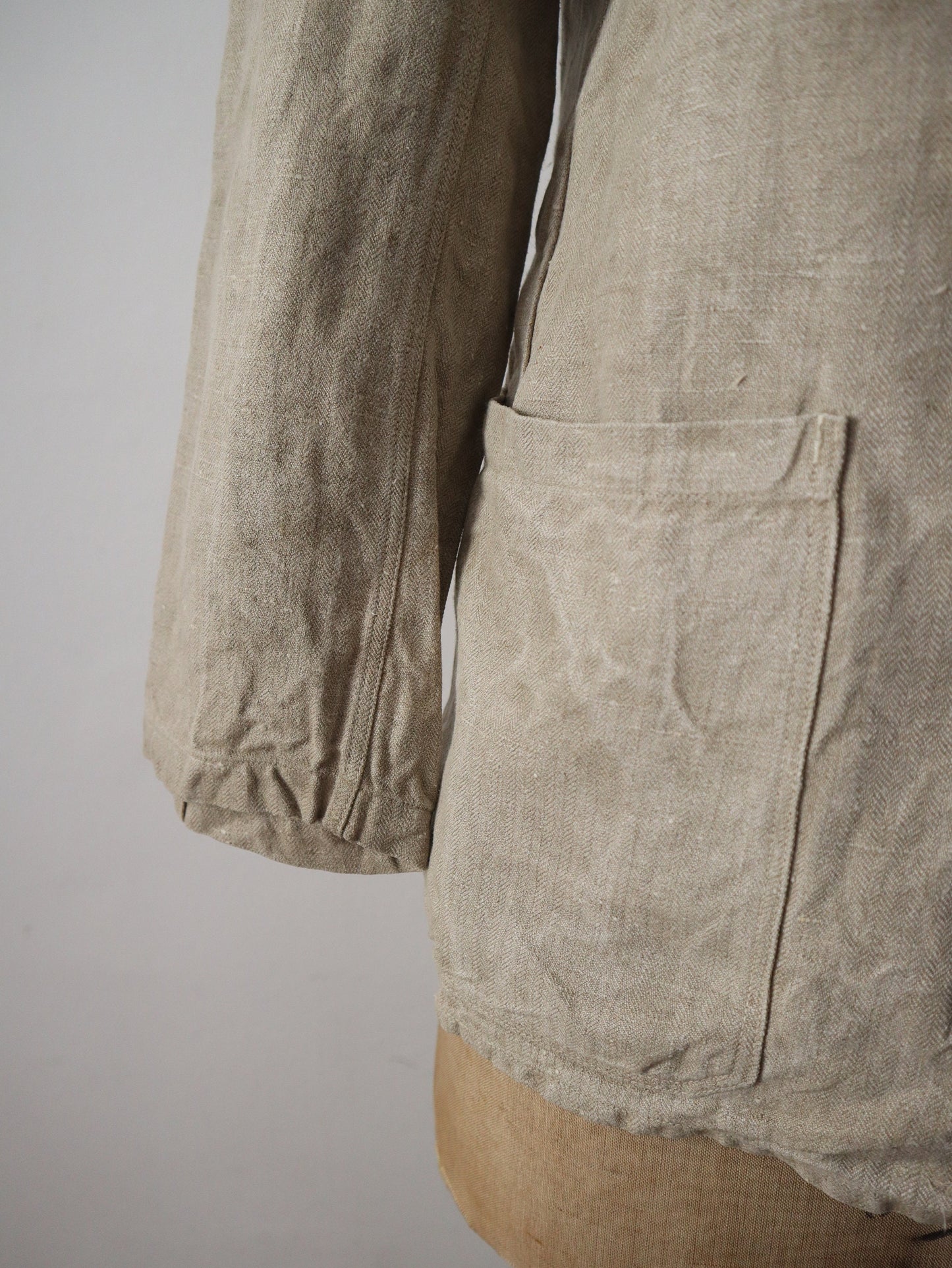 1930s Herringbone Linen German Drill Jacket Military Rare