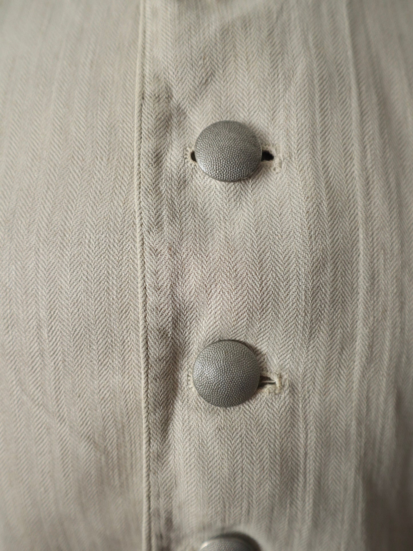 1930s Herringbone Linen German Drill Jacket Military Rare Putty Stone Light