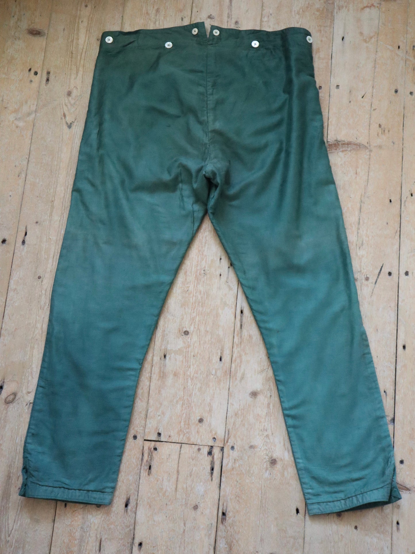 1910s French Green Cotton Trousers Pants Theatre Costume