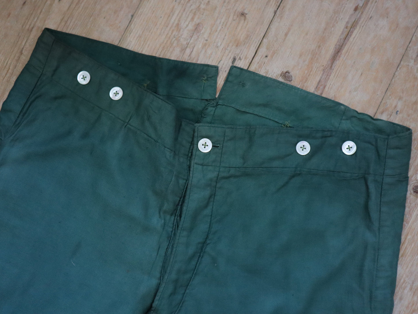 1910s French Green Cotton Trousers Pants Theatre Costume