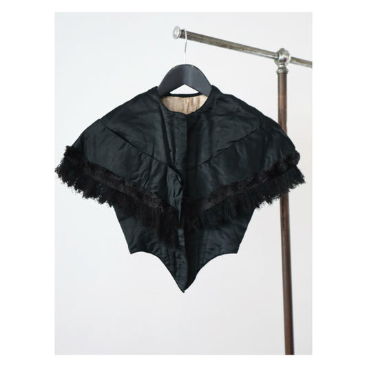 Antique 19th century French Black Silk Bodice Fringing