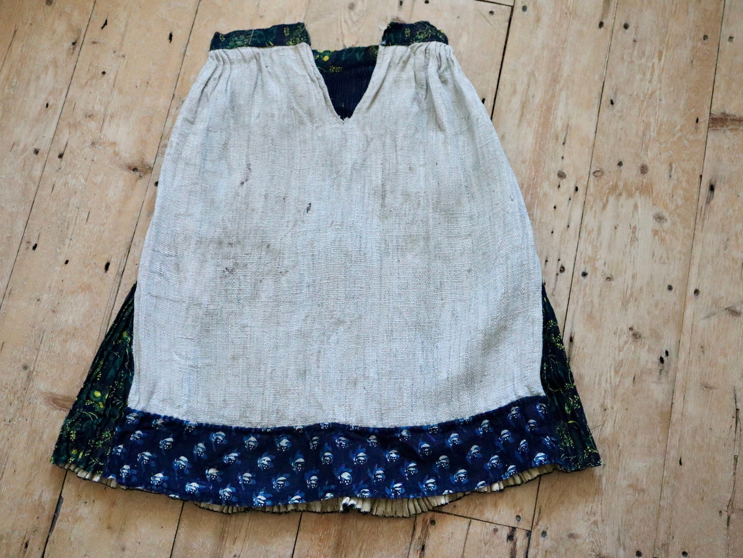 1930s Slovakian Indigo Linen Block Print Folk Skirt Traditional Costume Eastern European