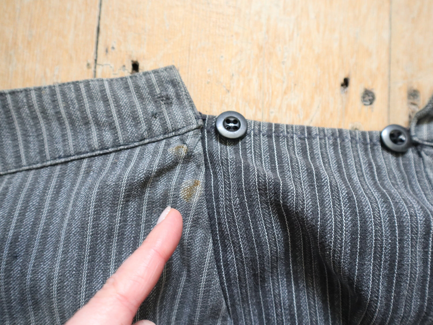 French 1940s Workwear Trousers Grey Stripe Salt Pepper Cotton Chore Pants